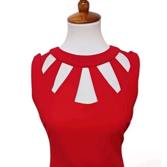 Premier Amour Y2K Sheath Bodycon Cutout Red Party Dress Women's Size 6 Christmas - Picture 2 of 7